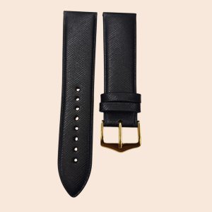 Titan 22mm Safari BLACK leather strap with GP BUCKLE